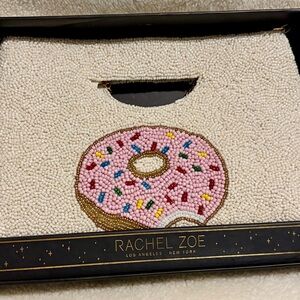 Rachel Zoe Pink Beaded Donut Clutch with Gold Chain strap